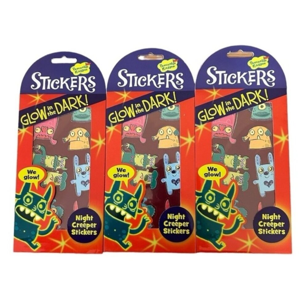 Peaceable Kingdom Glow In The Dark Night Creeper Stickers Lot Of 3 Packs